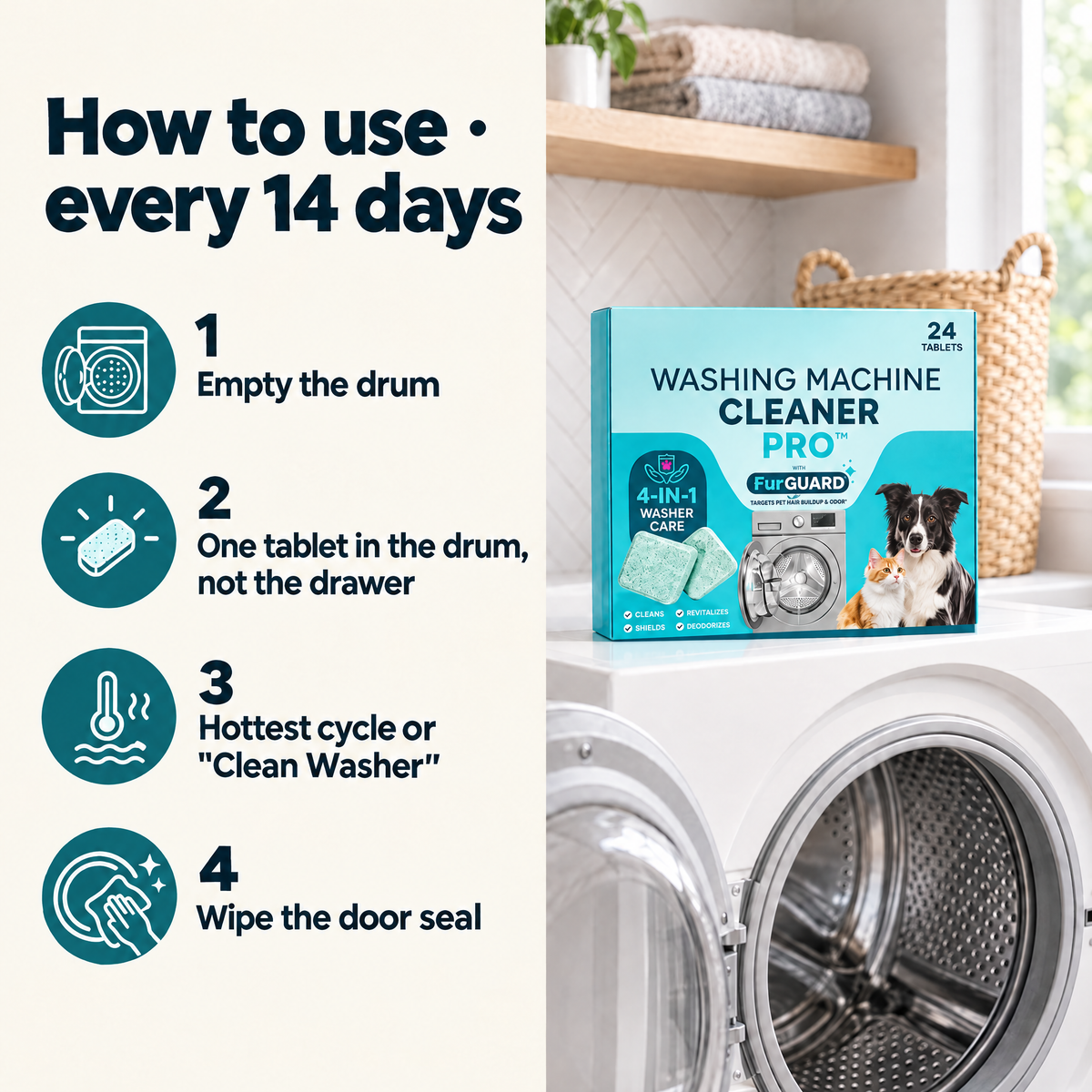 How to use in four steps, every 14 days
