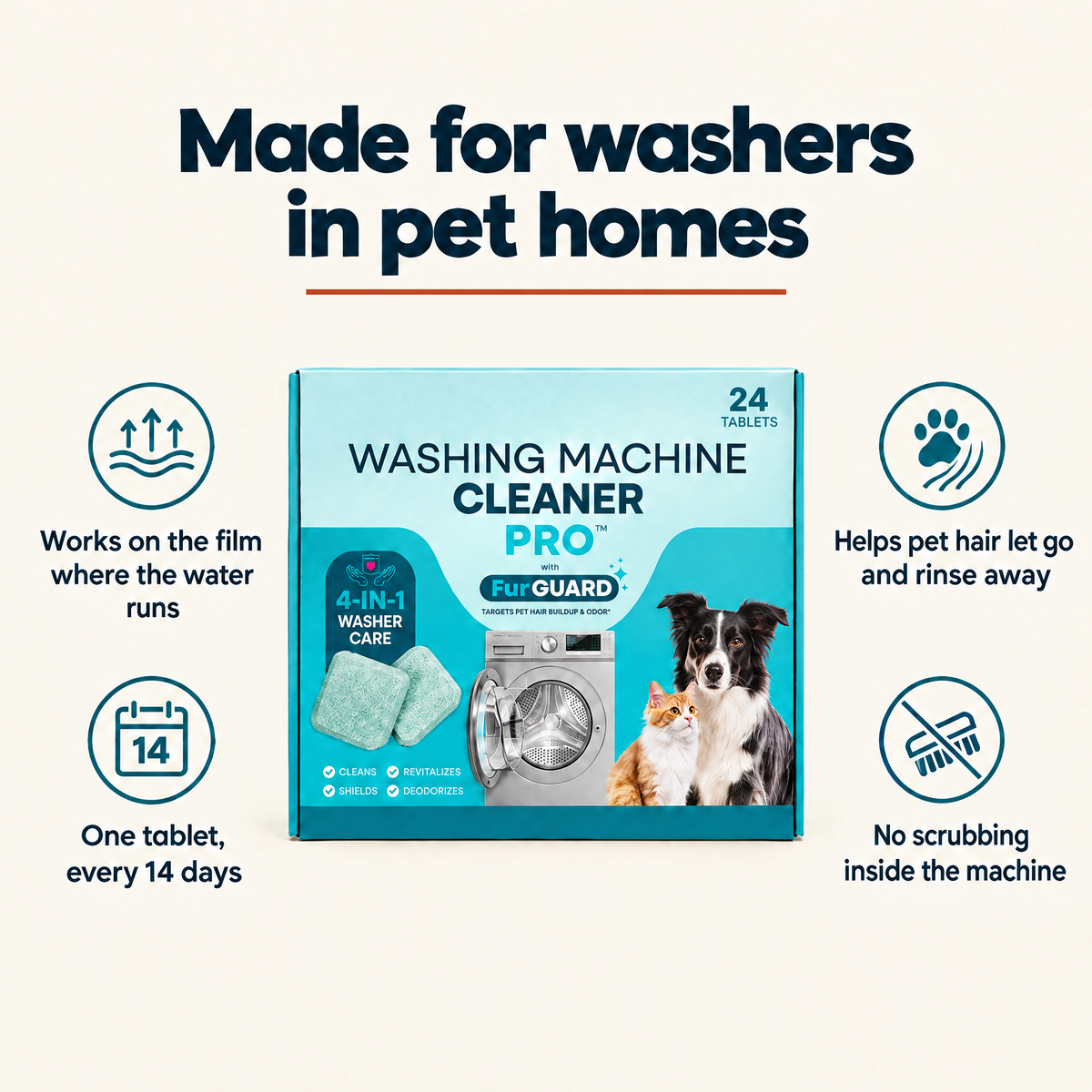 Made for washers in pet homes: four benefits around the box