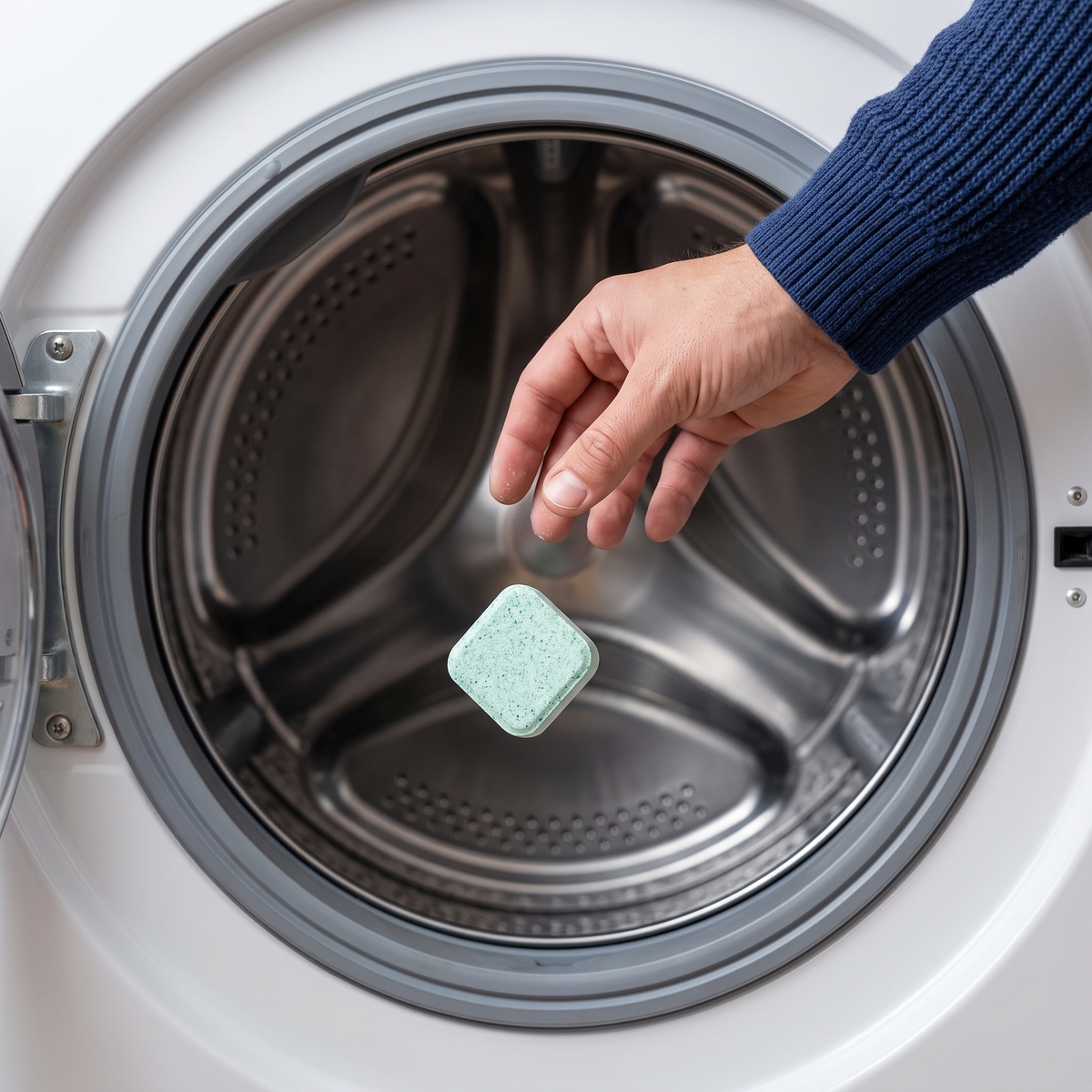 Tablet dropped into an empty washer drum